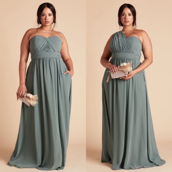 New NWT Birdy Grey “Grace” Convertible Chiffon Gown Maxi Dress Sea Glass Green - Picture 13 of 13